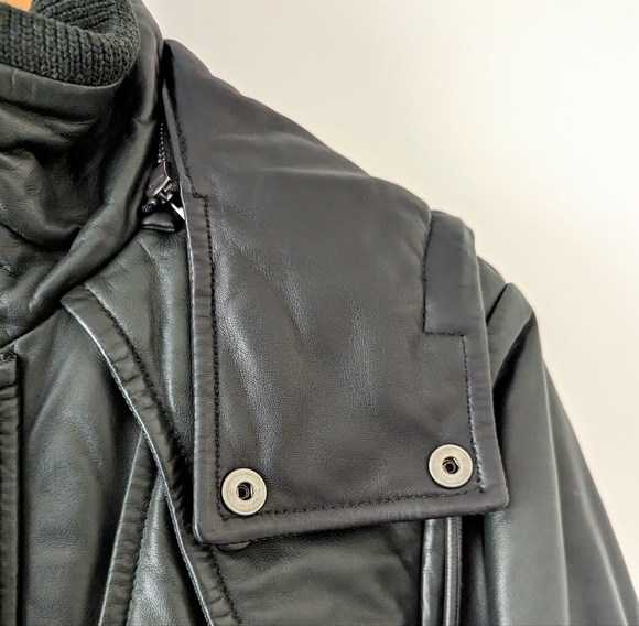 Barnabe Hardy Lamb Skin Green Hooded Bomber Coat Jacket France puffer 50 L - Picture 9 of 16